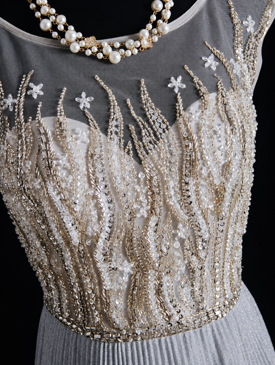 Silver Mist Pleated Ballroom Dress