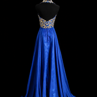 Royal Sapphire Beaded Elegance Gown