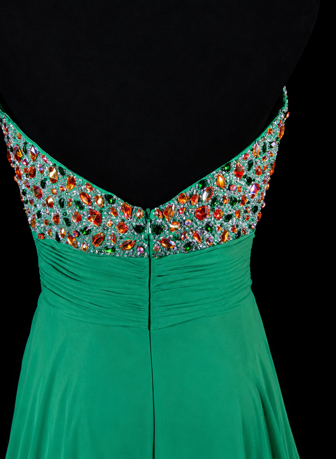 Emerald Prestige Beaded Evening Dress