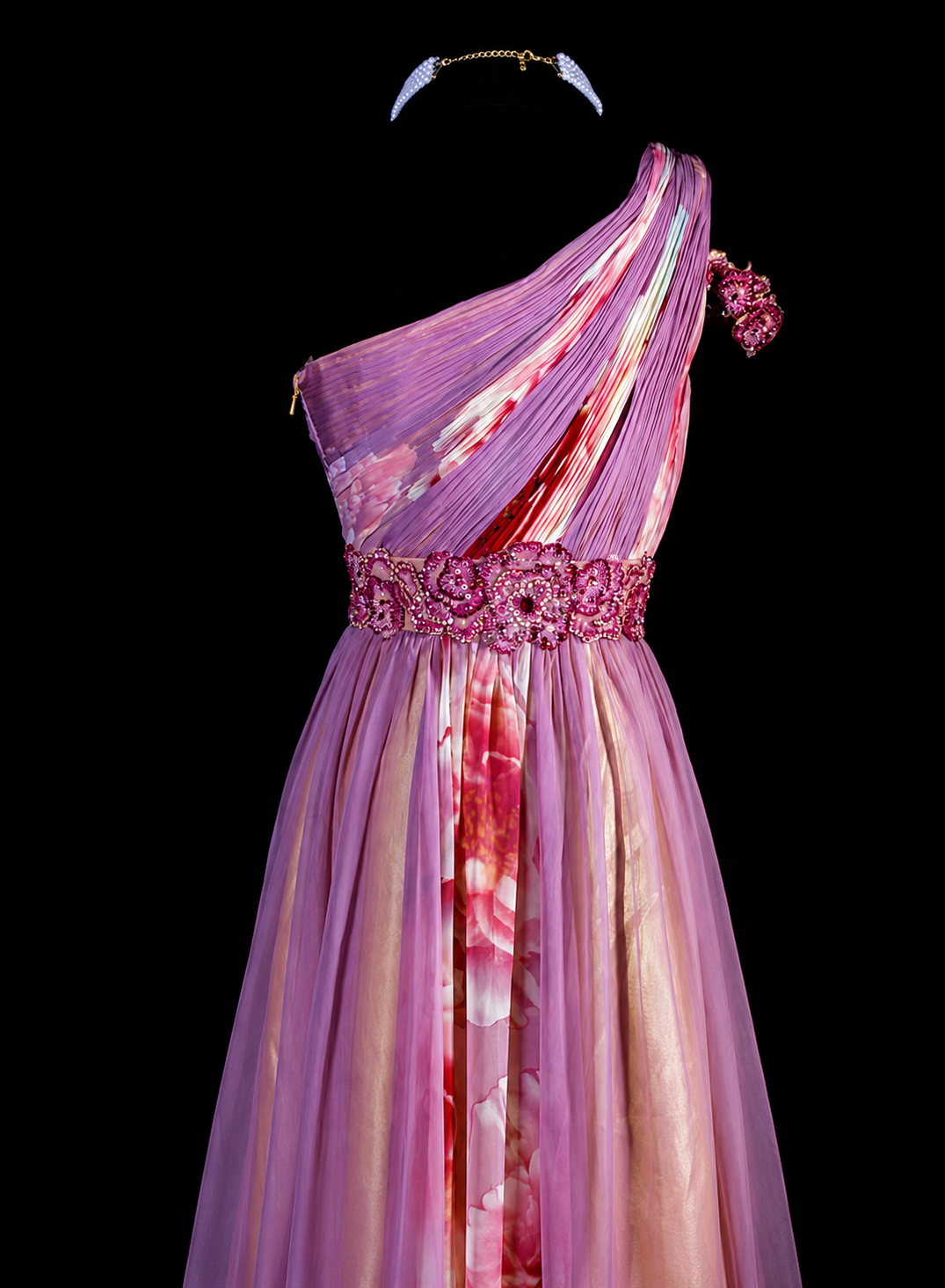 Floral Symphony One-Shoulder Gown
