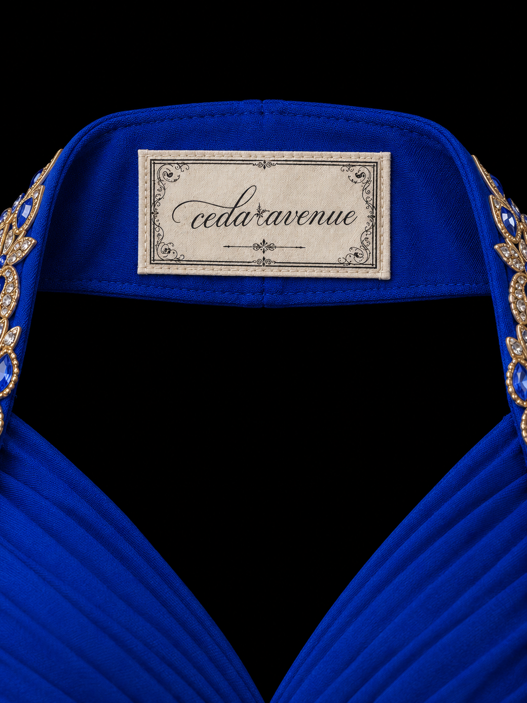 Royal Sapphire Beaded Elegance Gown